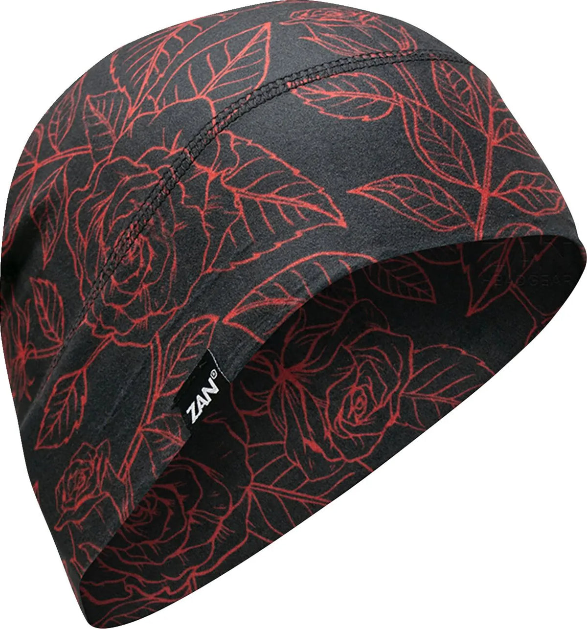Zan Headgear SportFlex Beanie Red Black Roses
