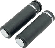 Drag Specialties Rubber Grips - 1" Black/chrome