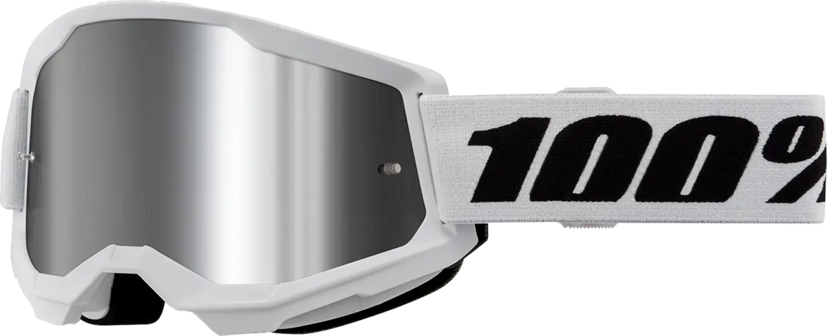 100% Strata 2 Goggle White Mirrored Silver Lens