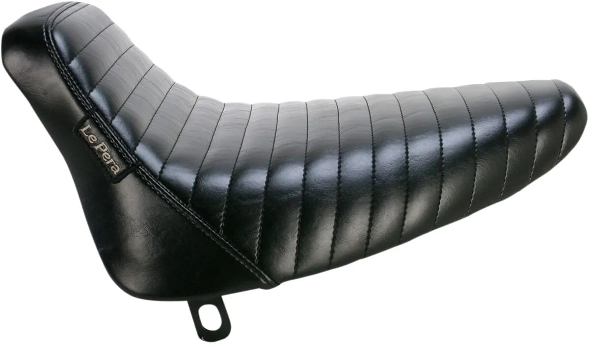 Le Pera Bare Bones Solo Seat - Black Pleated Vinyl - For Harley Davidson