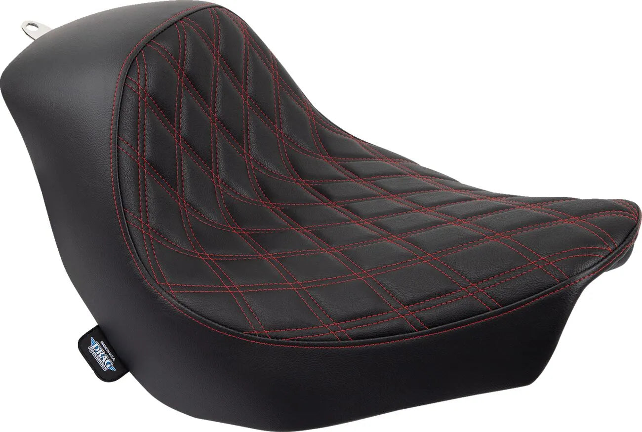 Drag Specialties Solo Seat - Black/red - For Harley Davidson