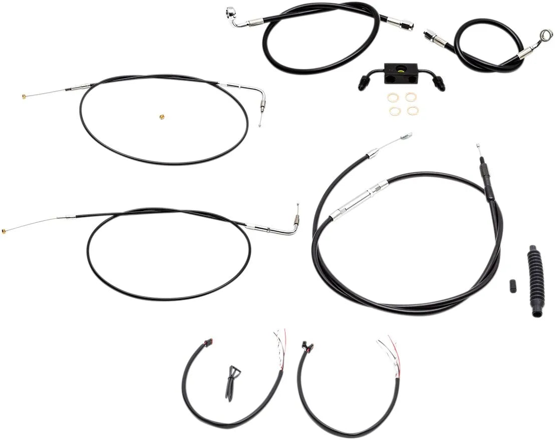 LA CHOPPERS Black Vinyl Braided Cable/Brake Line Kit for 12-14"