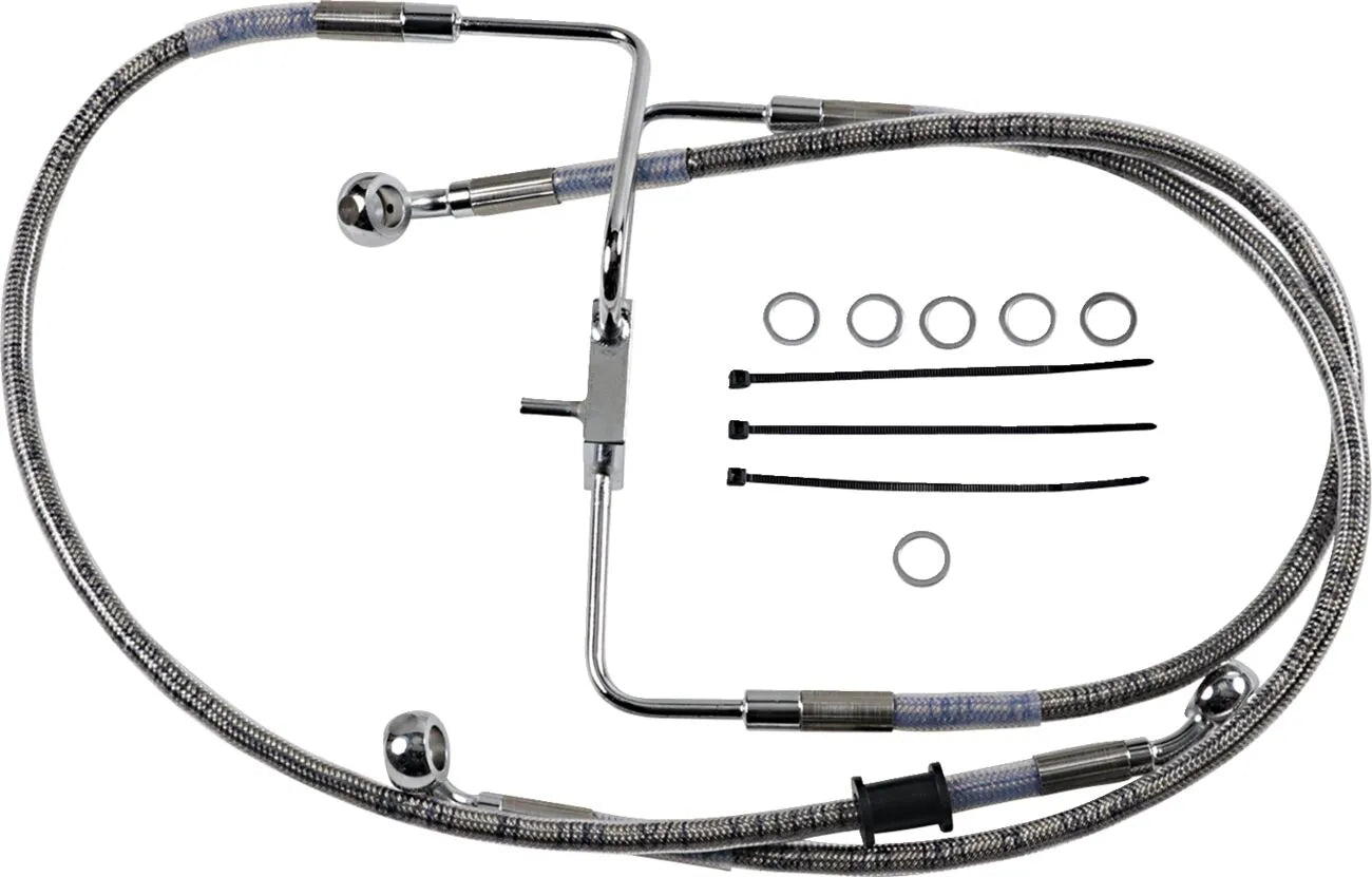 Drag Specialties Extended Brake Line 35" Stainless Steel Front