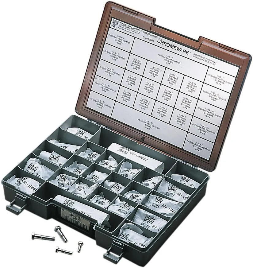 Drag Specialties Hex-Head Bolt Assortment Coarse Chrome