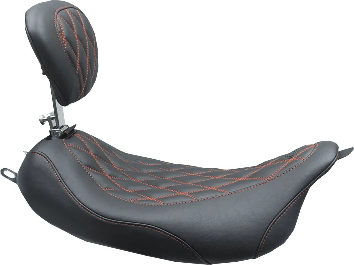 Mustang Wide Tripper Solo Seat With Backrest - For Harley Davidson