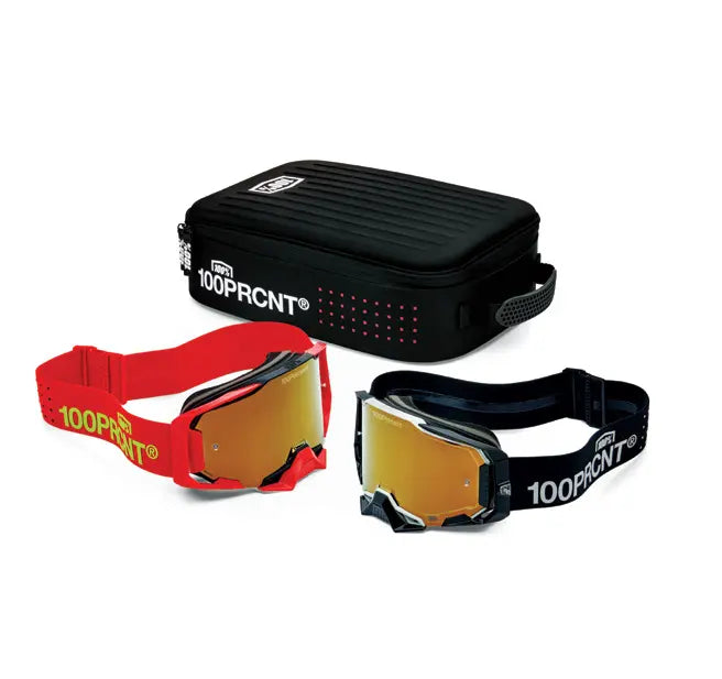100% Armega Racer Pro Goggle Pack Black Red True Gold Mirror