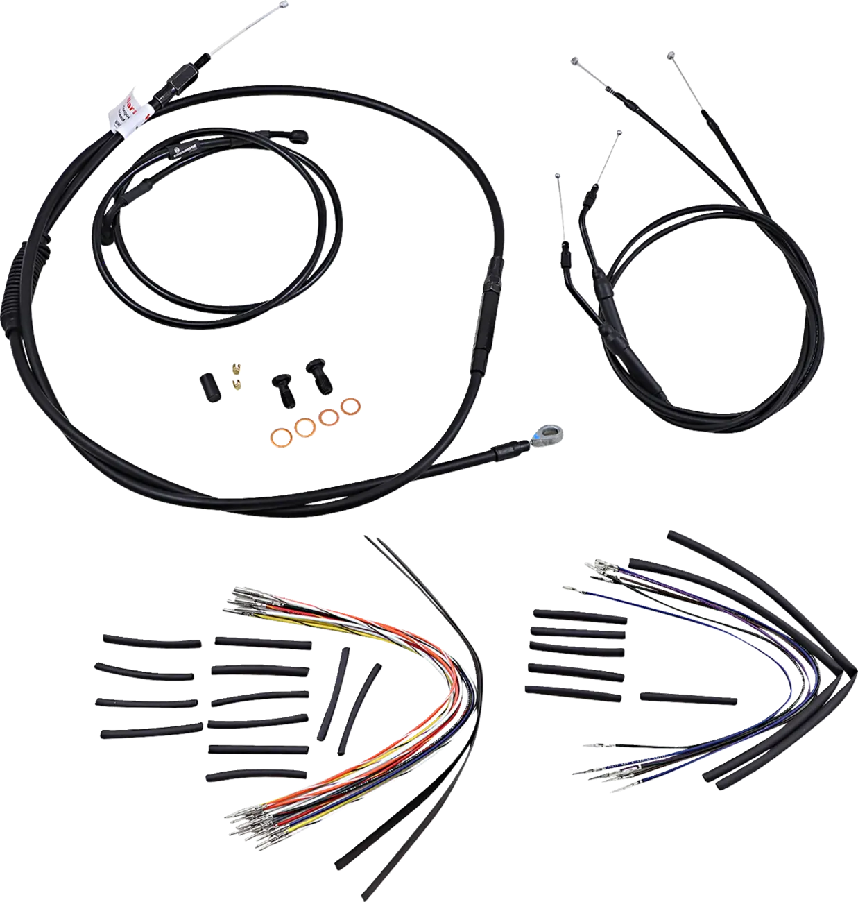 BURLY BRAND Black Vinyl Handlebar Cable/Line Kit for Ape Hangers