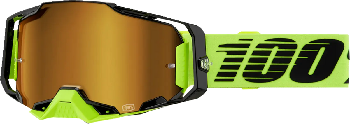 100% Armega Goggle Neon Yellow Mirror Gold