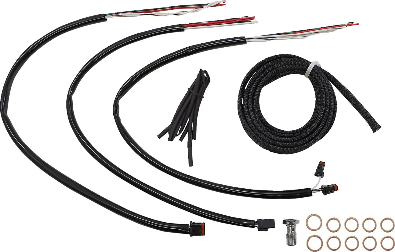 La Choppers Black Vinyl Braided Handlebar Cable/Brake Line Kit