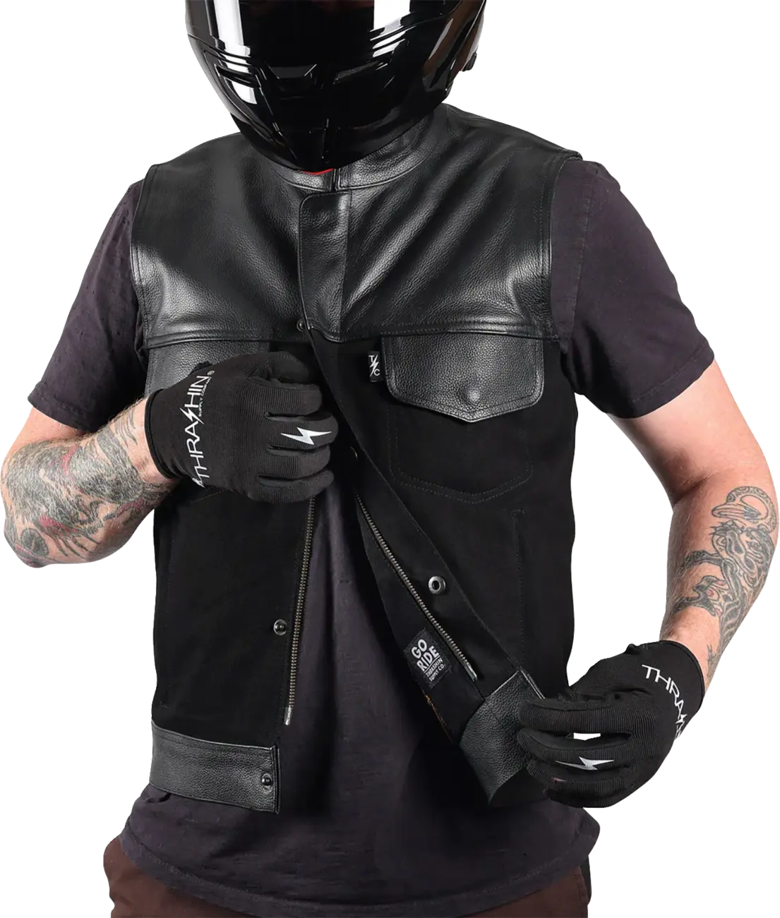 Thrashin Supply Co Kanan Leather Denim Riding Vest
