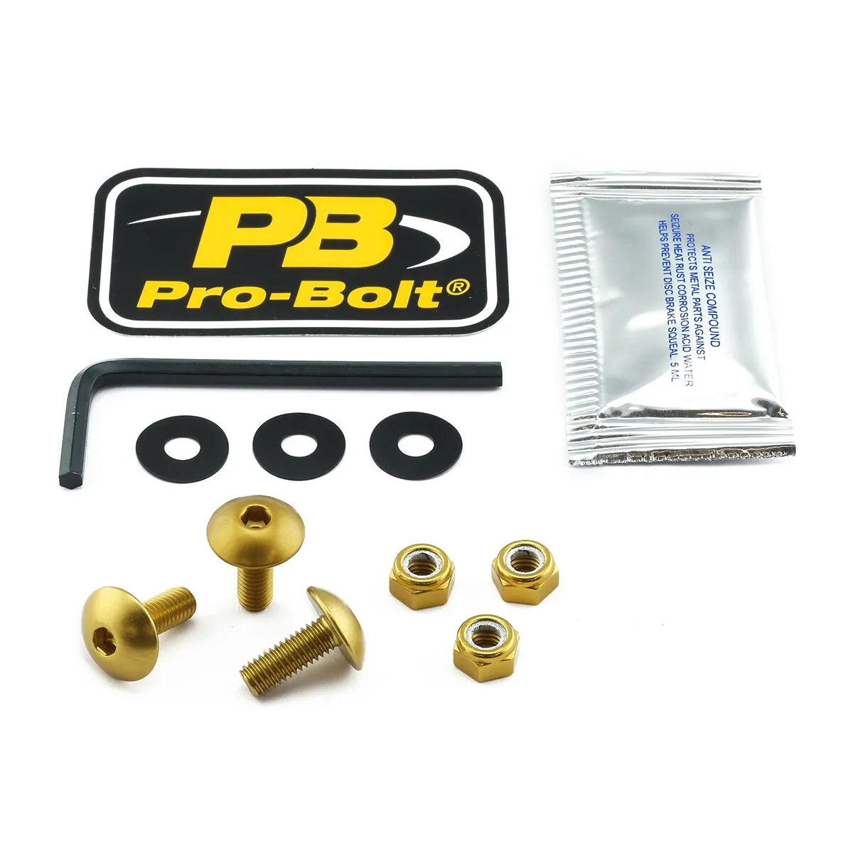 Pro Bolt Aluminium License Plate Bolt Kit - Gold