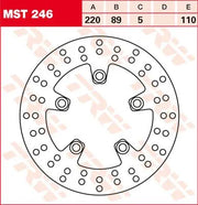 Tarcza Hamulcowa Stała Okrągła Trw 220mm-250mm - Tył