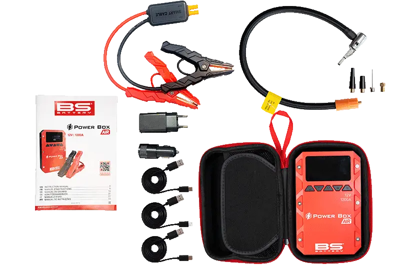 Bs Battery Power Box PB-02 Air Compressor Jump Starter 1200A Red