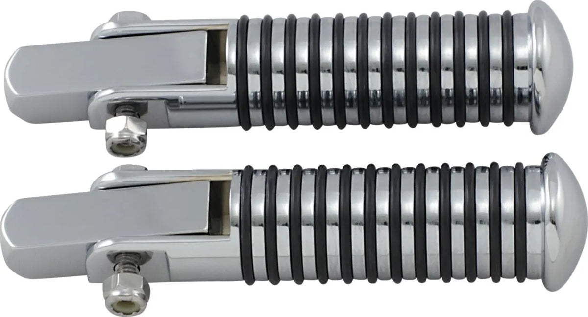 Drag Specialties Stud Mount Rubber Ribbed Foot Pegs 3/8"-24