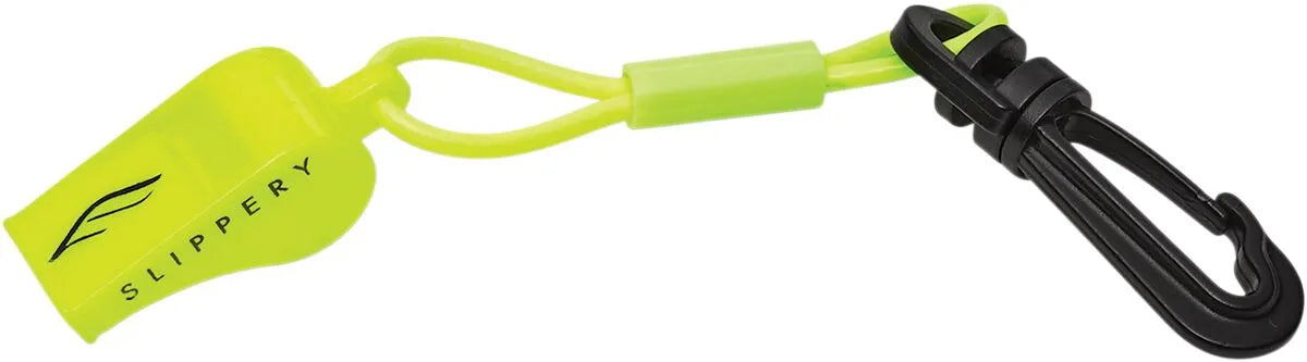 Slippery Neon Yellow Whistle with Snap Hook Clip