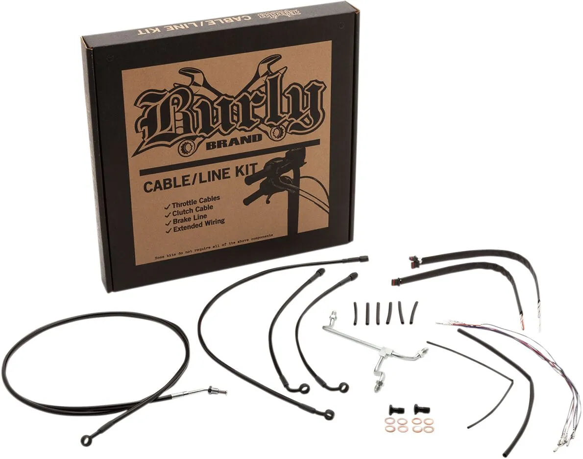 BURLY BRAND Black Vinyl Cable/Line Kit for 16" Ape Hangers