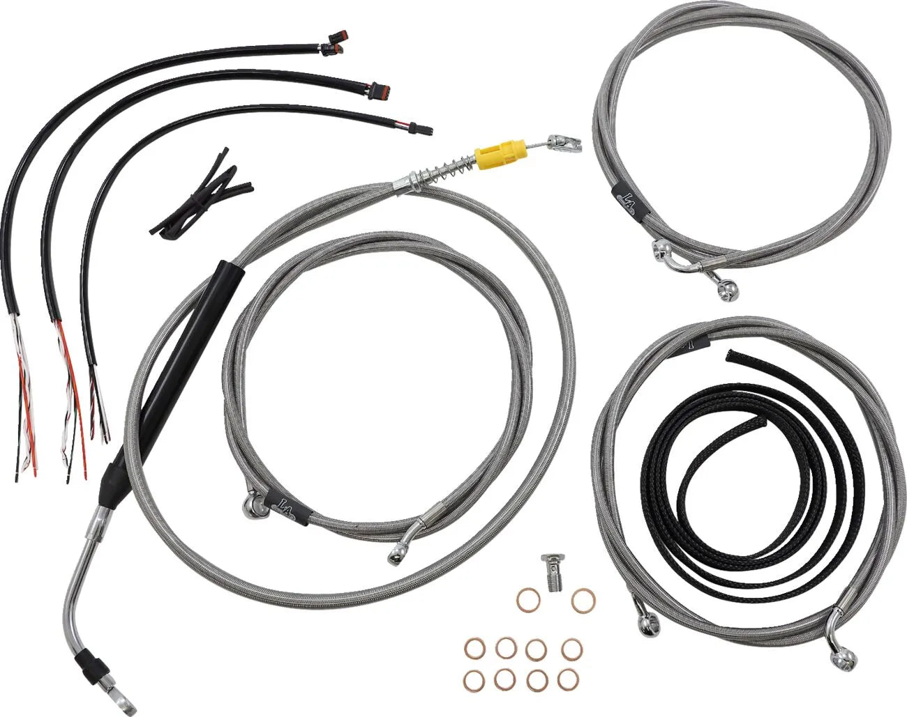 La Choppers Complete Stainless Braided Handlebar Cable/Brake