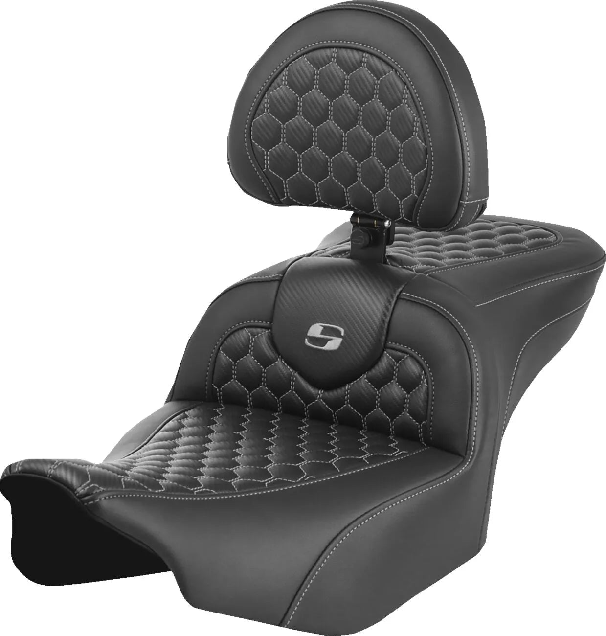 Saddlemen Roadsofa Seat - Honeycomb Stitching - For Harley Davidson