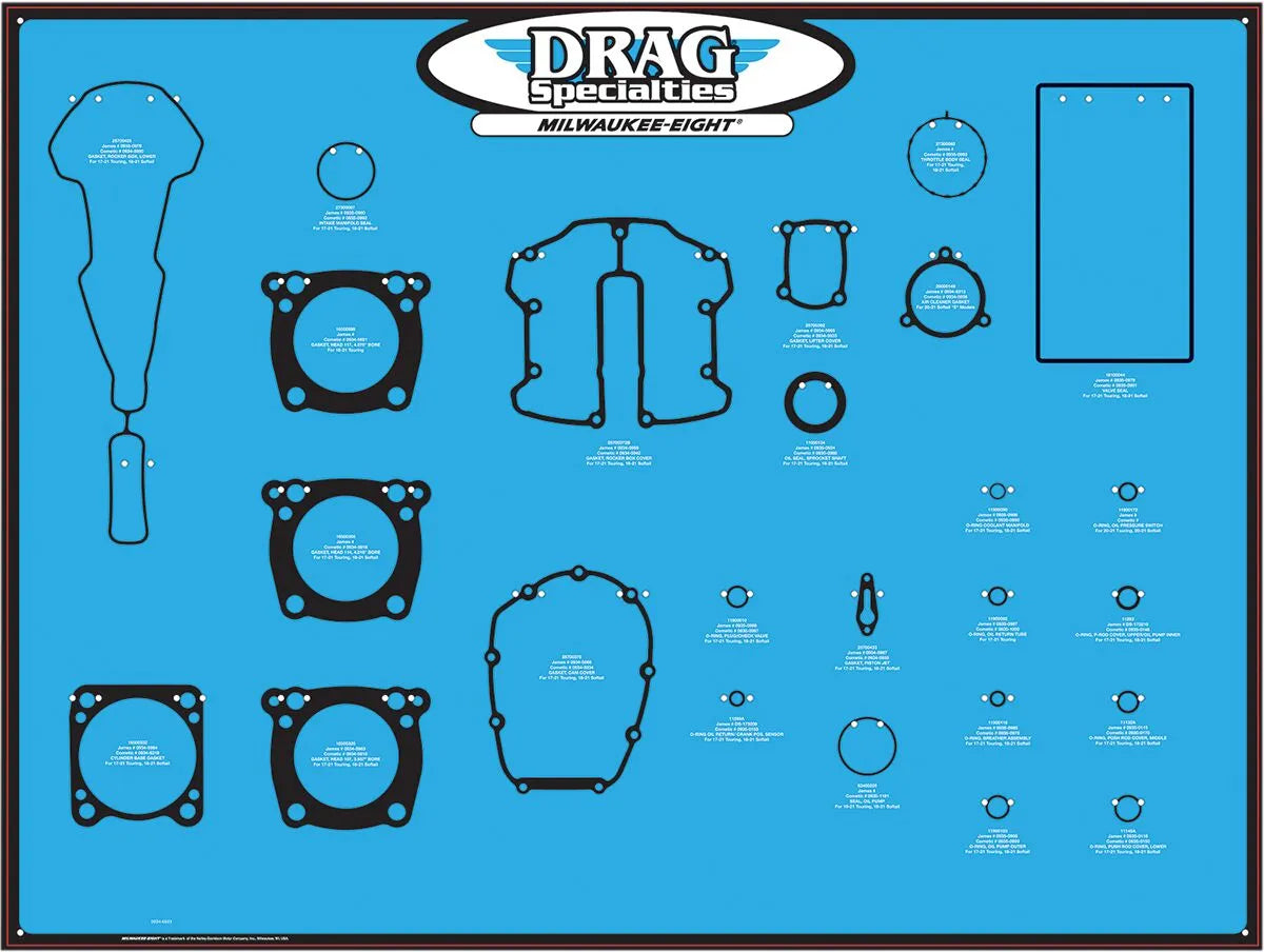 Drag Specialties Gasket/Seal & O-Ring Display Board for M8 Motors