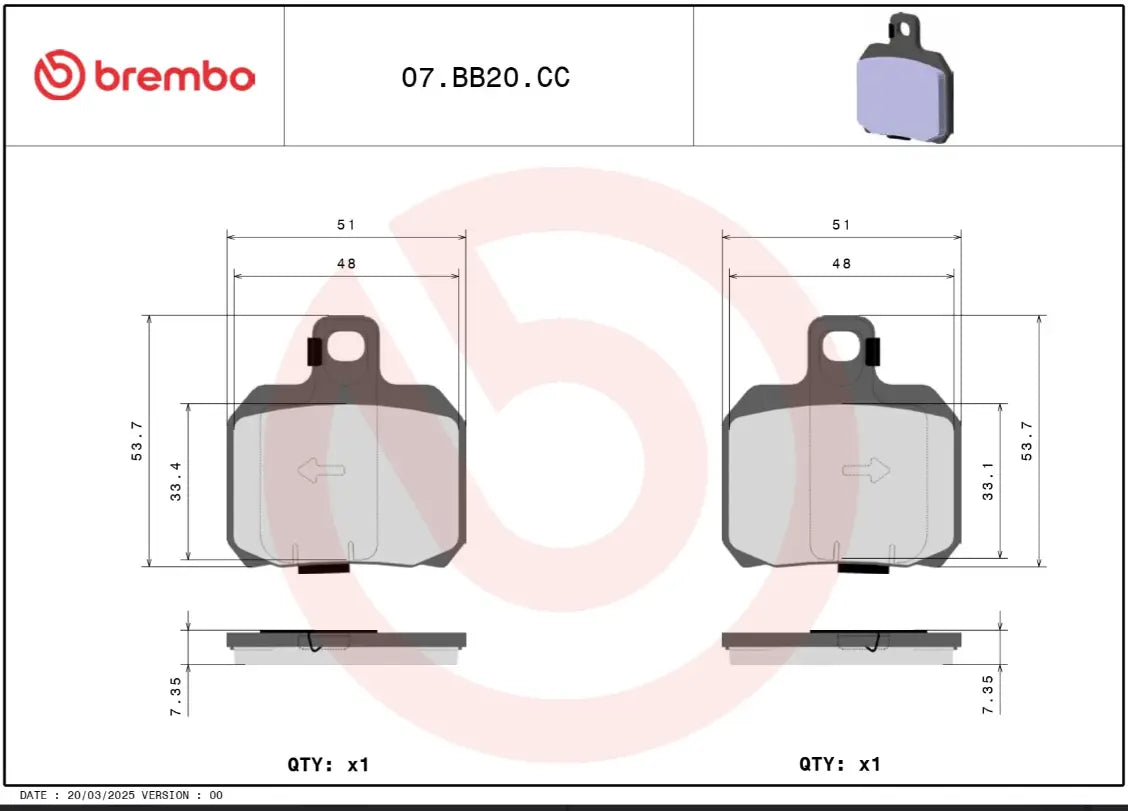 Brembo CC Carbon Ceramic Prime Line Rear Brake Pads