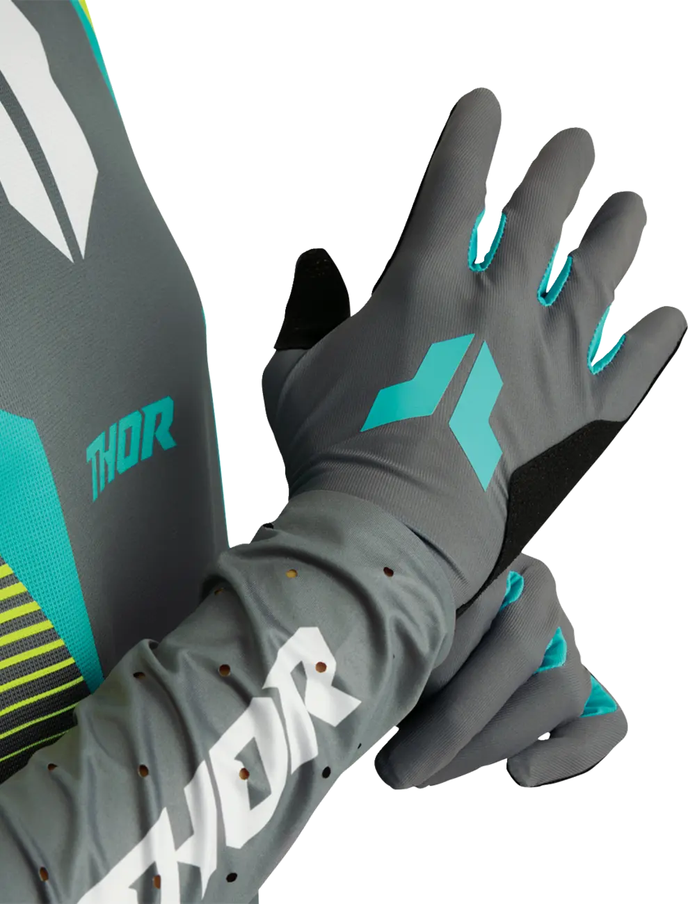 Thor Women's Sportmode Iconic Mx Gloves - Aqua/Black/Gray