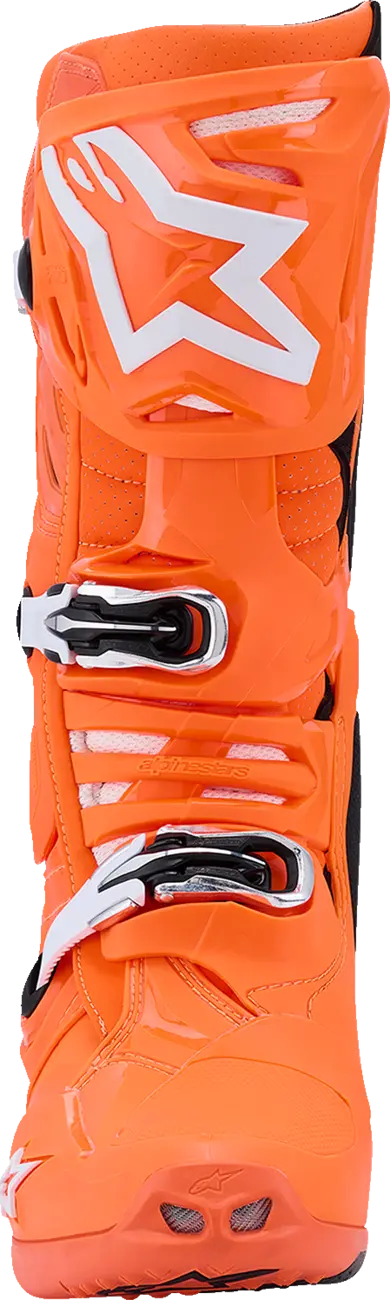 Alpinestars Tech 10 Supervented Boots Orange Fluo Black White