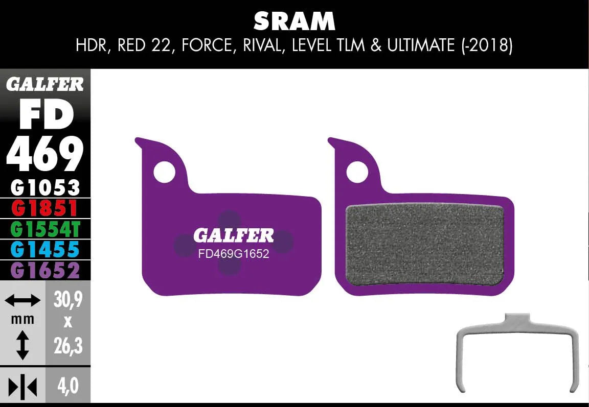Galfer G1652 E-Bike Brake Pads for SRAM HDR/RED 22