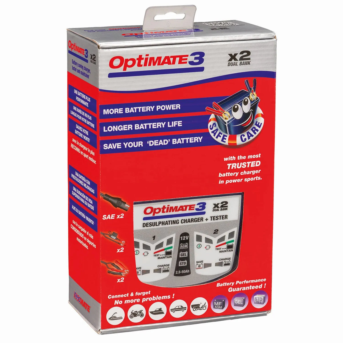 Tecmate Optimate 3 X 2 Bank 12v Battery Charger