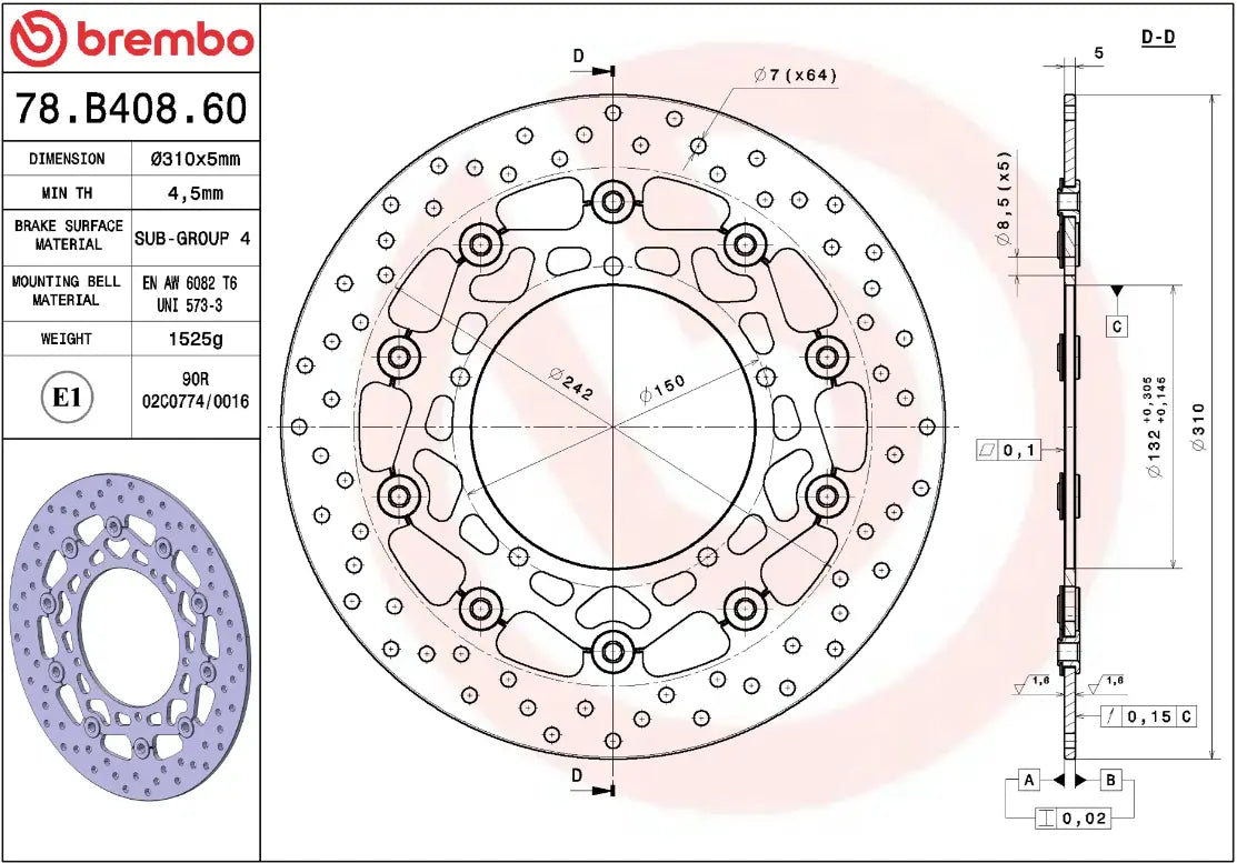 Brembo Serie Oro Floating Brake Rotor