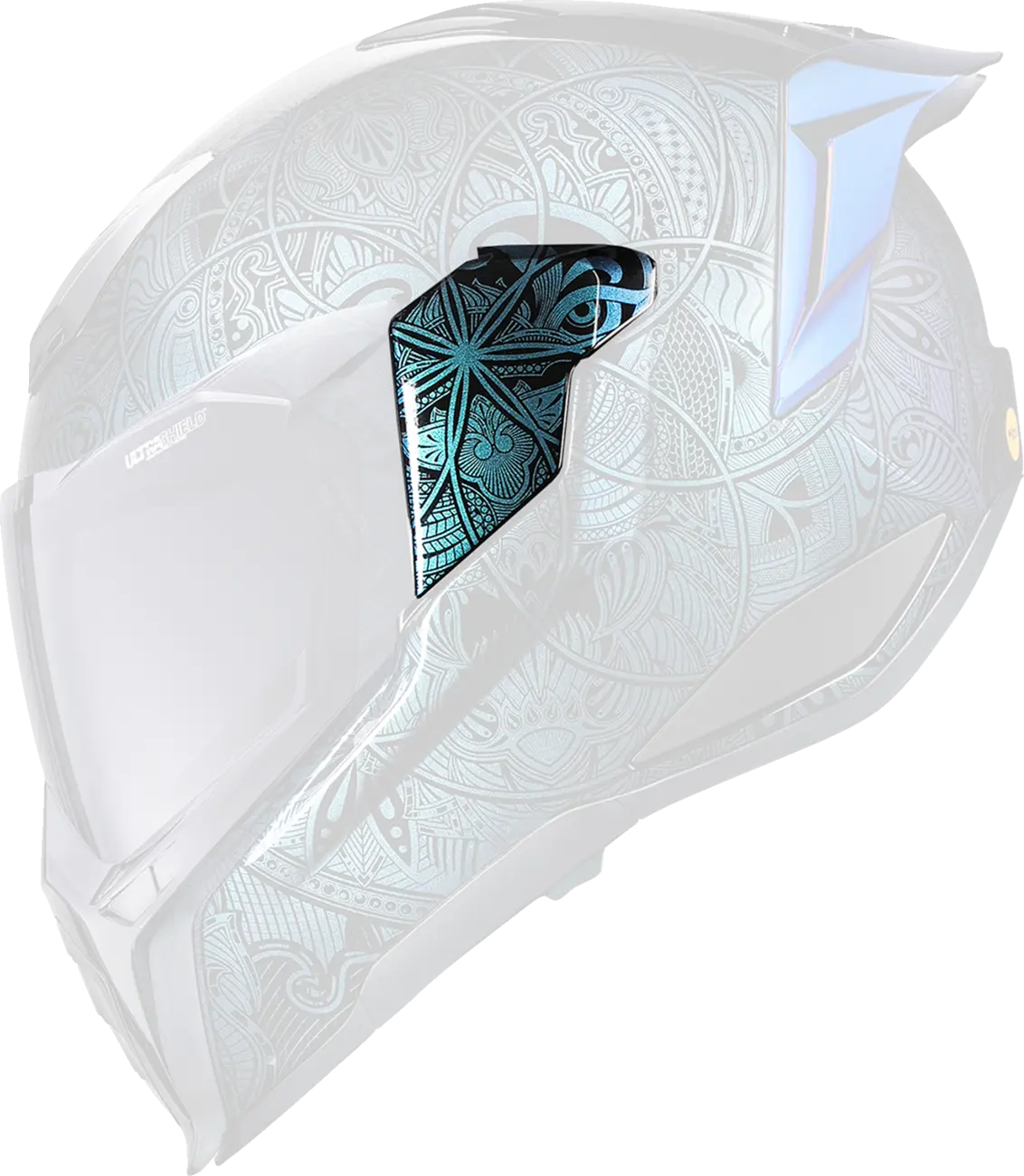 Icon Ultraflite Helmet Side Plates Opal Mandala Blue