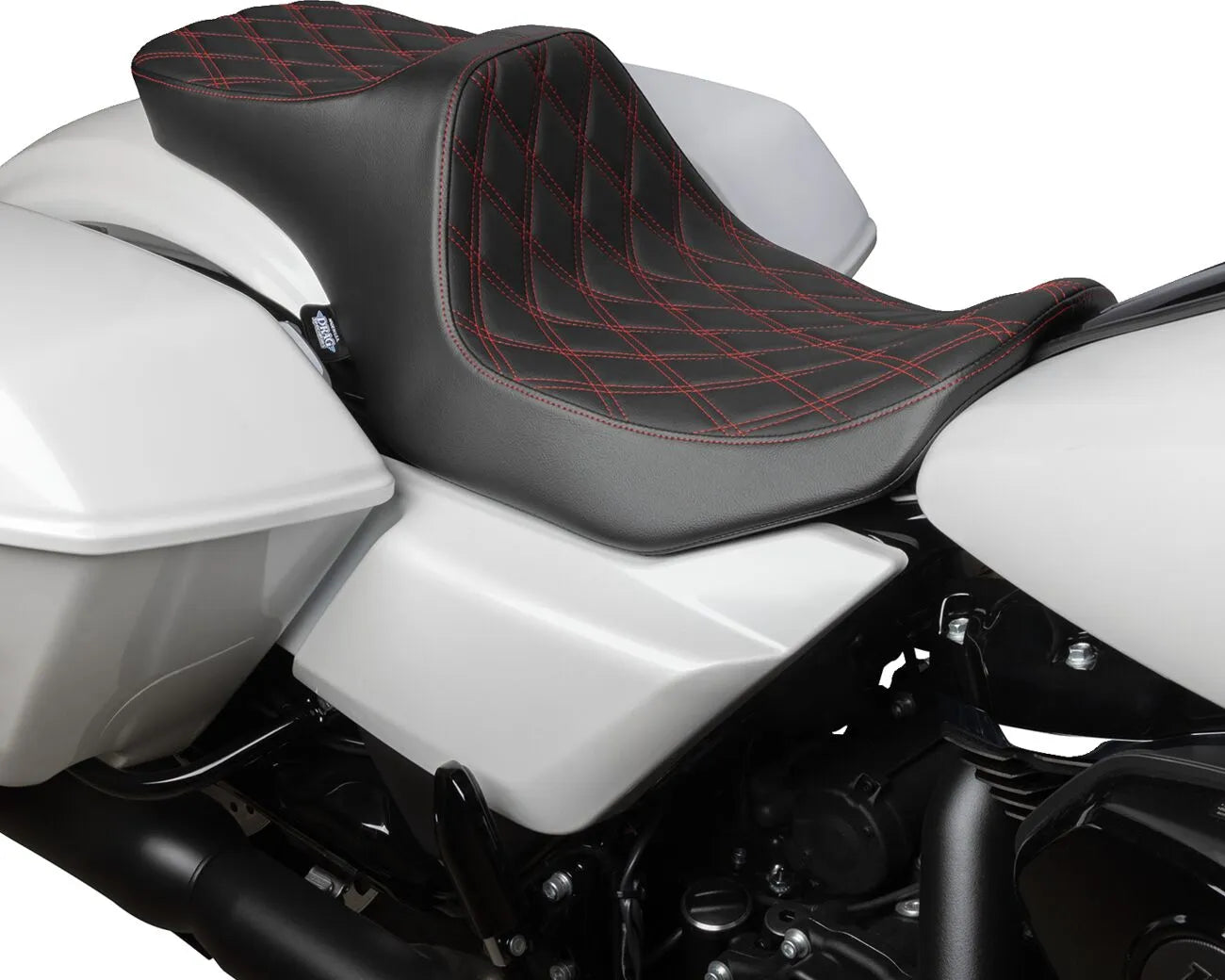 2-Up Drag Specialties Predator Iii Seat - Black/red - For Harley Davidson
