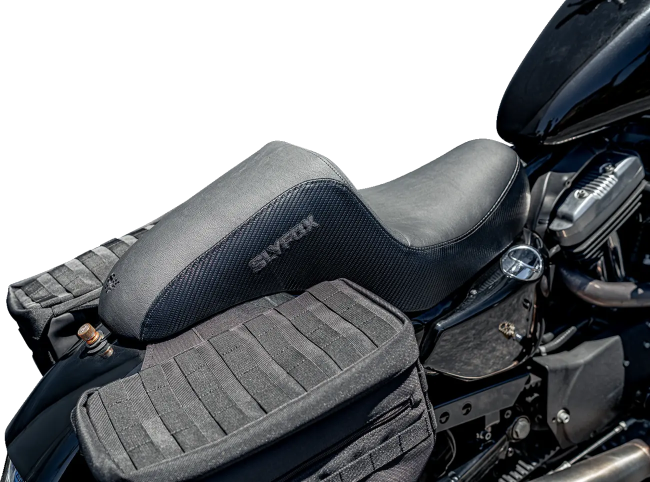 Slyfox Drifter Seat - Black Vinyl - For Harley Davidson