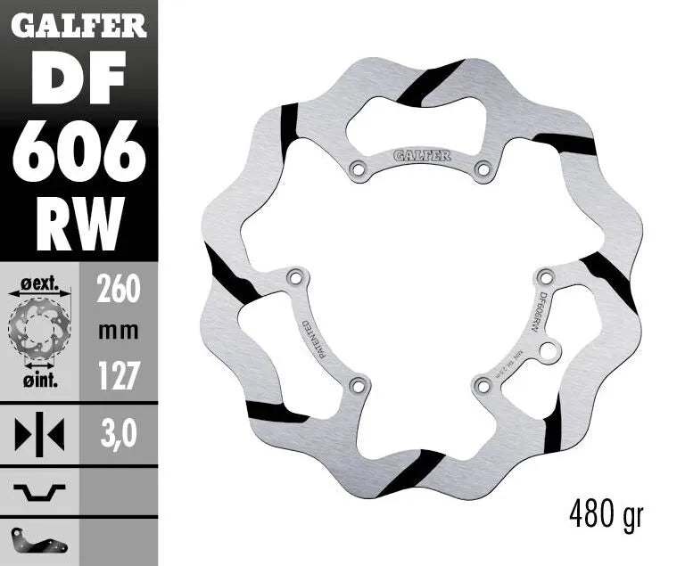 Galfer Wave Grooved Fixed Brake Rotor - 6 Bolt - Front