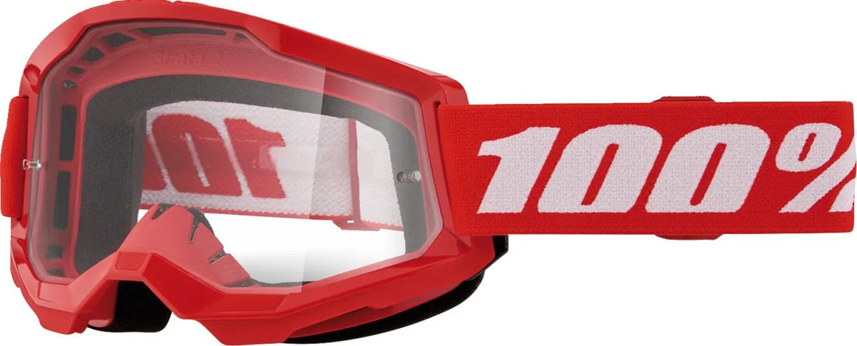 100% Strata 2 Youth Goggle Red Clear Lens