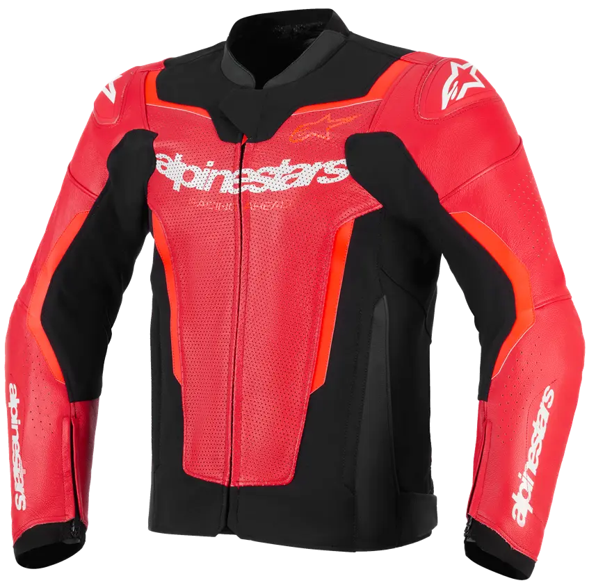Alpinestars Gp Force Airflow V2 Leather Jacket - Red Fluo