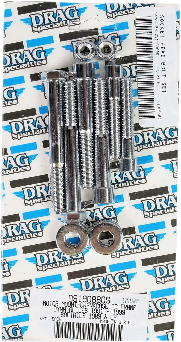 Drag Specialties Smooth Motor Mount Bolt Set for HD Softail