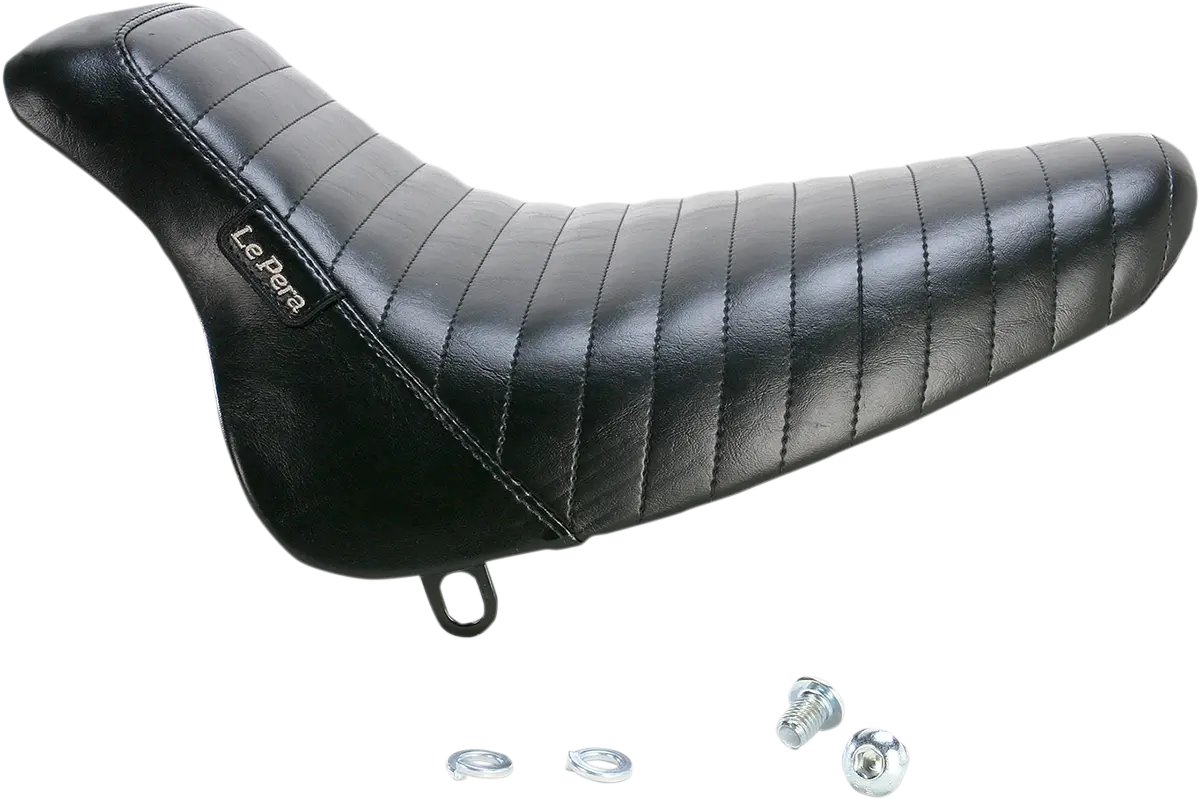 Le Pera Bare Bones Solo Seat - Black Pleated - For Harley Davidson