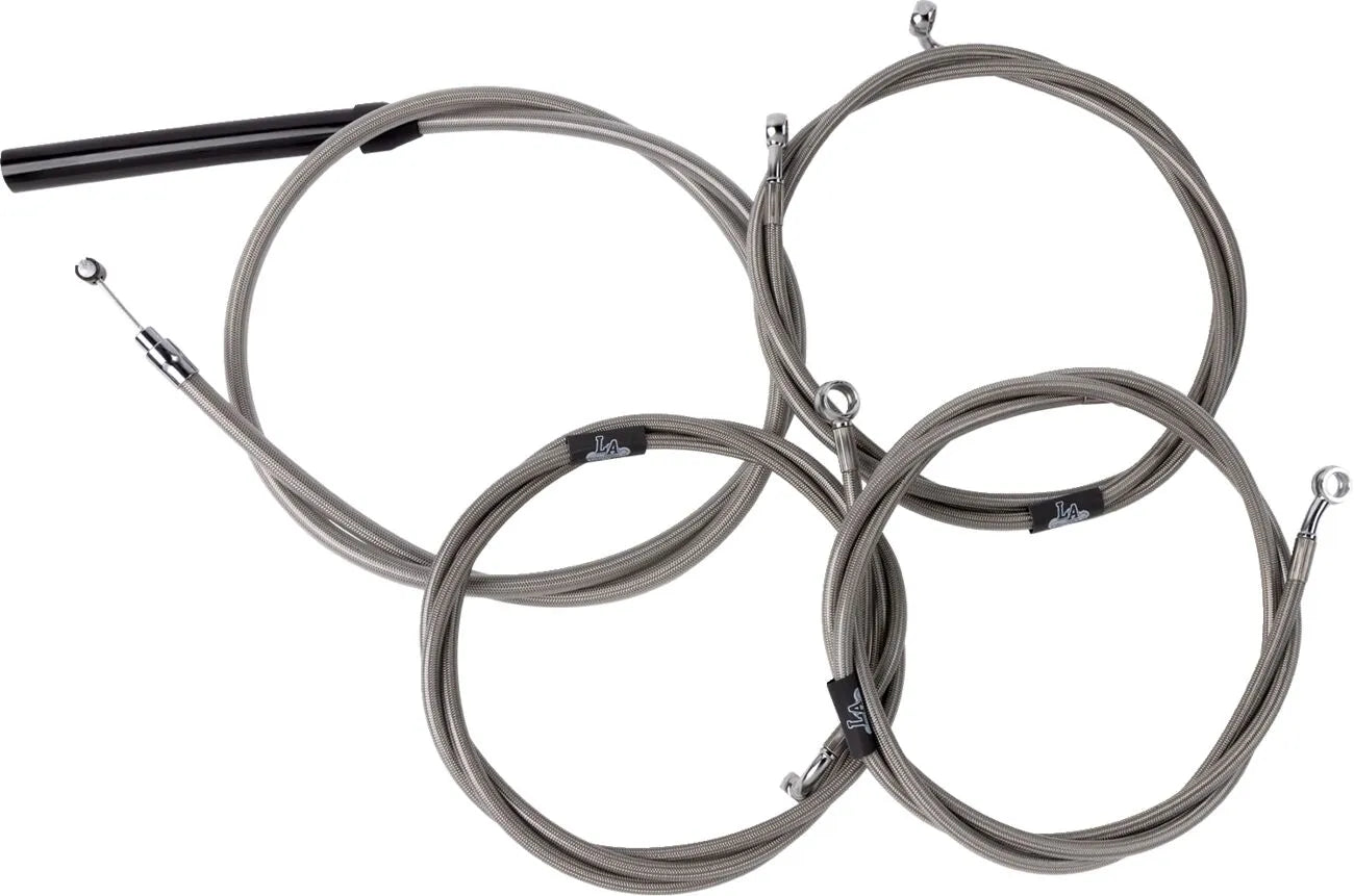 La Choppers Complete Stainless Handlebar Cable Kit 18-20"