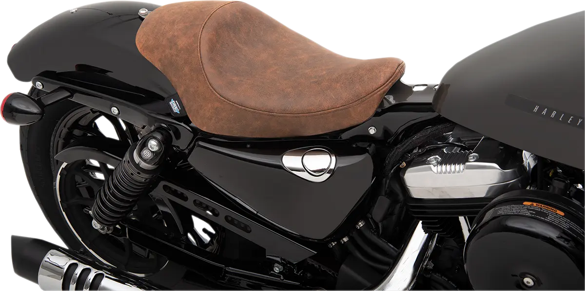Drag Specialties 3/4 Solo Seat - Brown Vinyl - For Harley Davidson