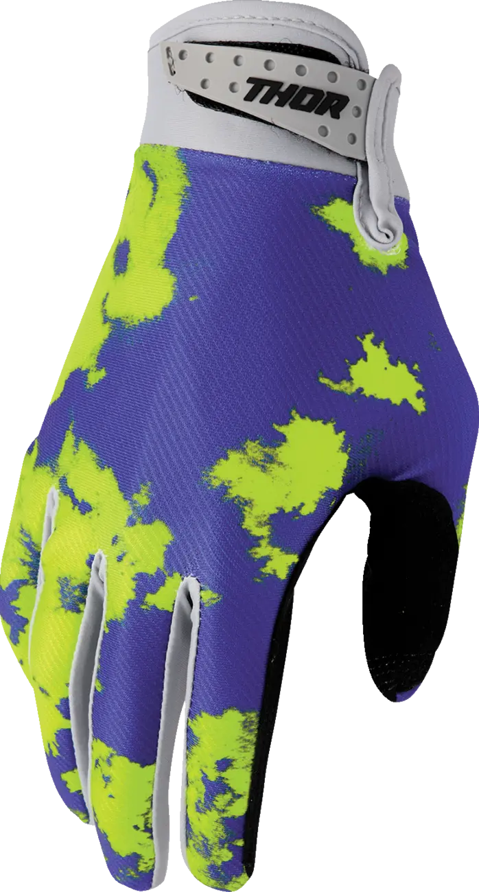 Thor Launchmode Bleach Mx Gloves - Black/Gray/Purple/Acid