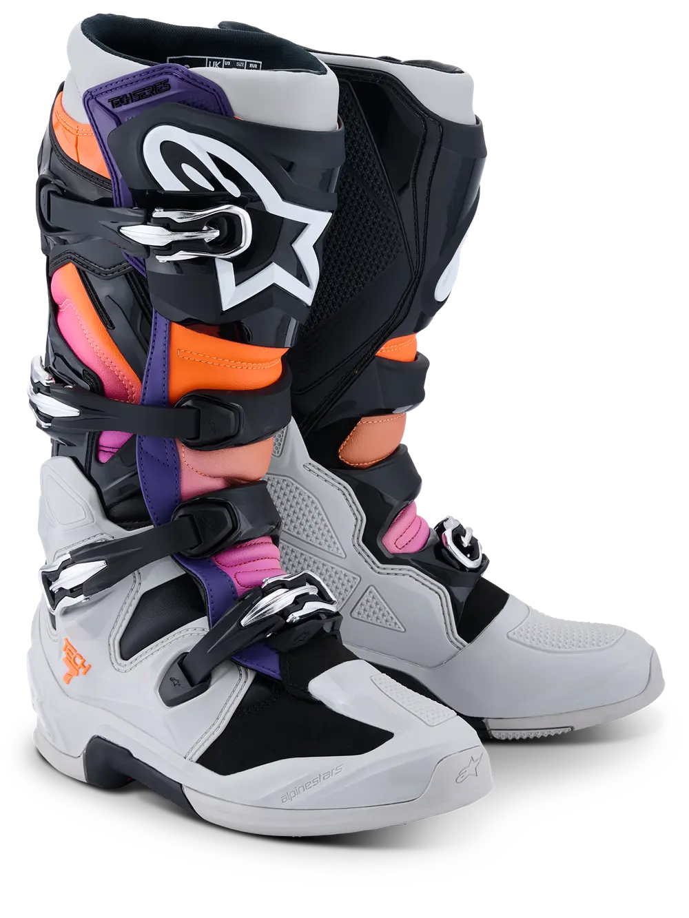 Alpinestars Tech 7 Boots Black Light Gray Orange Fluo Magenta