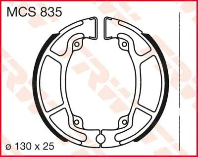 Trw Mcs835 Organiczne Szczęki Hamulcowe - Średnica 130mm - Tył