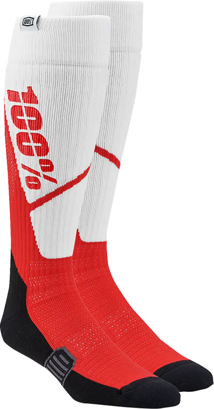 100% Torque Comfort Moto Socks White/Red
