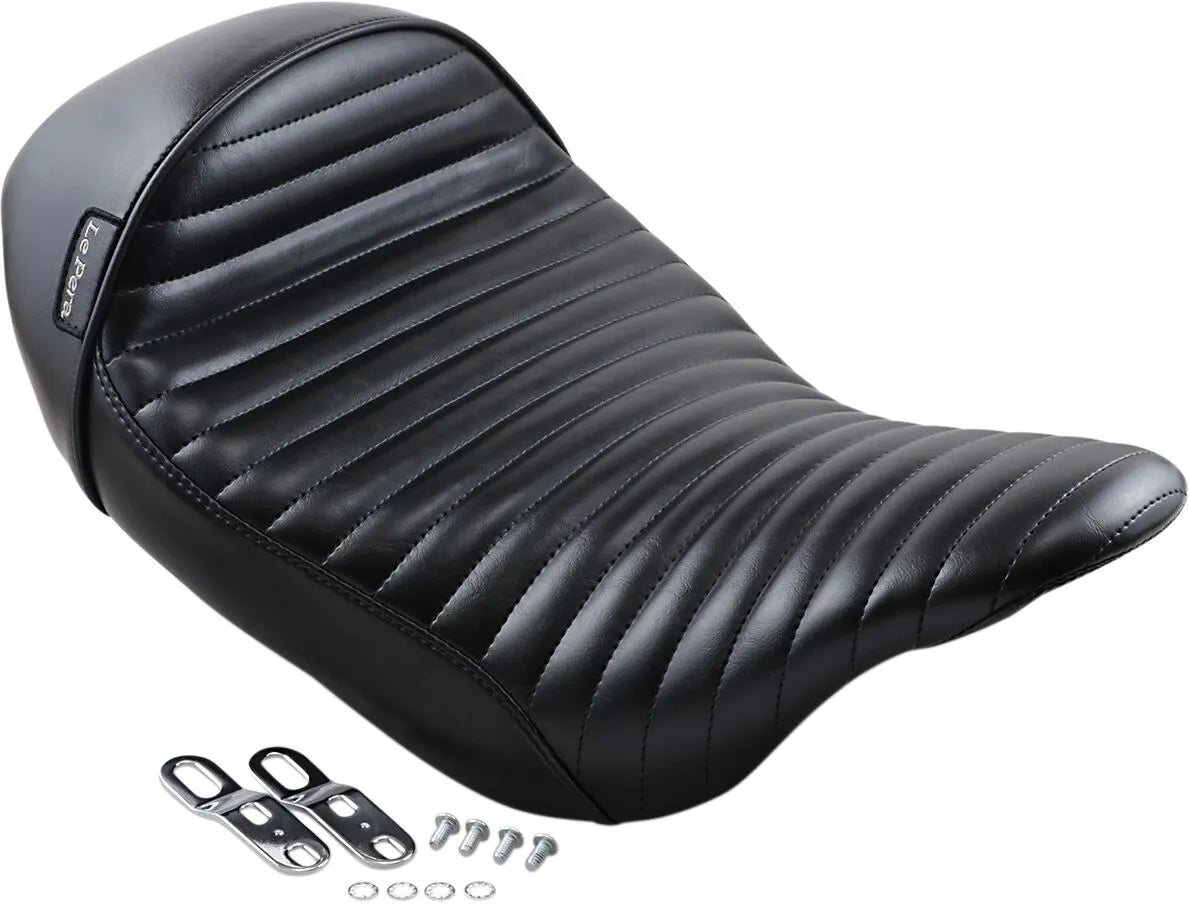 Le Pera Stubs Cafe Seat - Black Vinyl Solo - For Harley Davidson