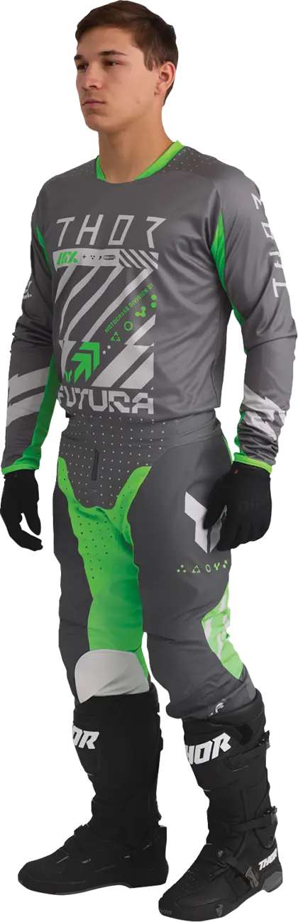 Thor Launchmode Futura Pants - Light Gray/Fluorescent Green/Charcoal Gray
