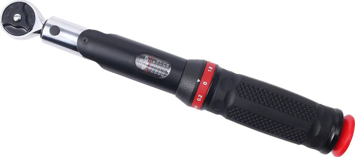 Bikeservice 1/4" Window Scale Display Torque Wrench 5-25 Nm Black