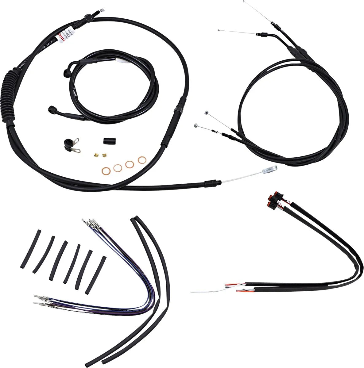 BURLY BRAND Black Vinyl Handlebar Cable Kit for Ape Hangers
