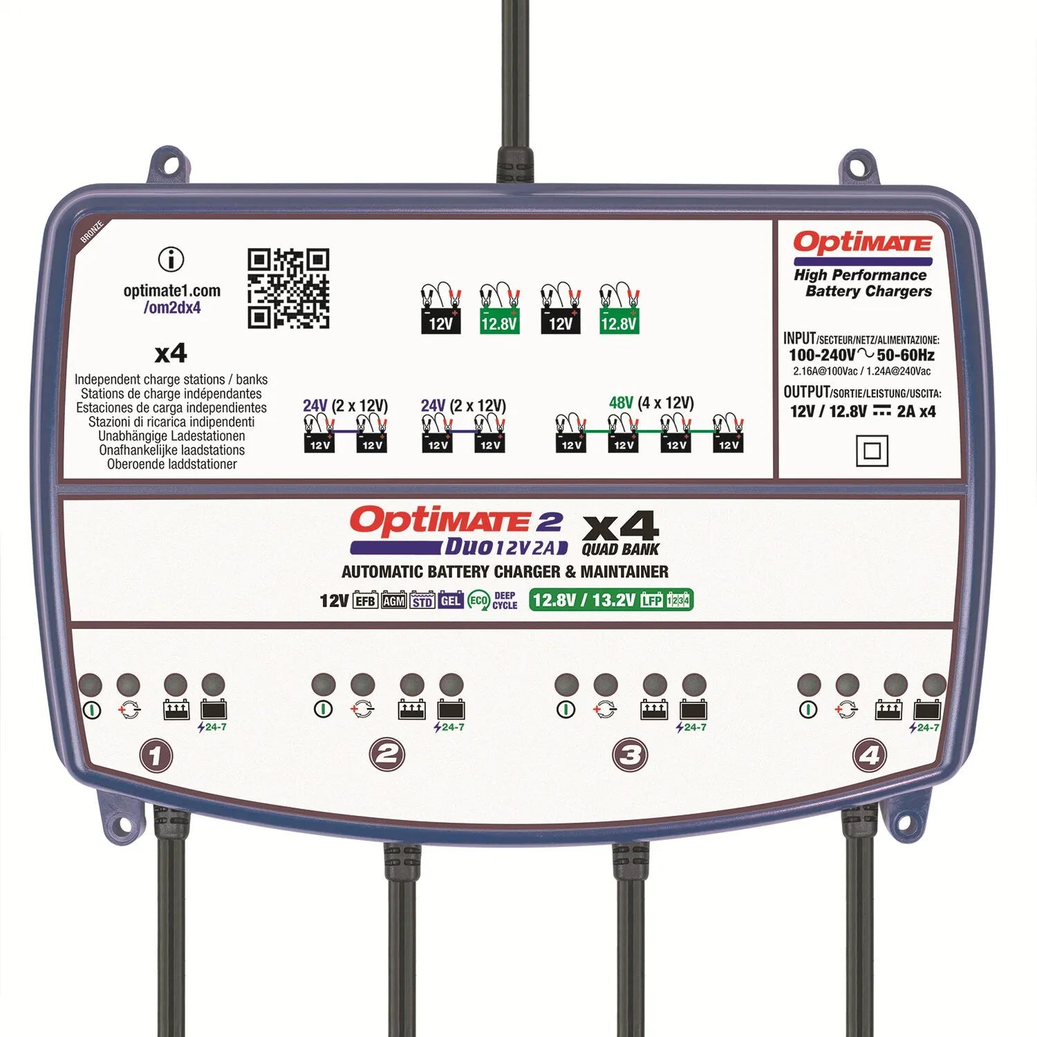 Tecmate Optimate 2 Duo X 4 Bank Battery Maintainer