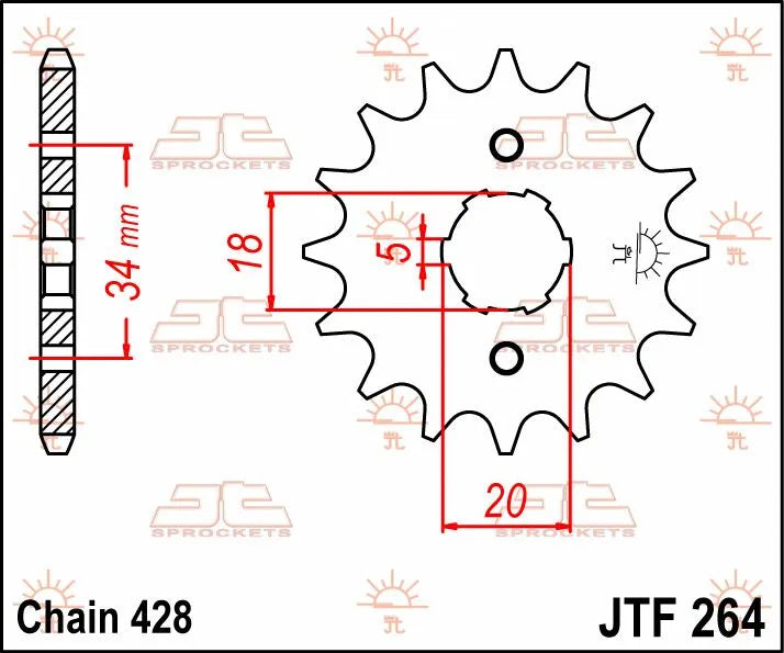 Jt Sprockets Front Sprocket - 428 Chain, 14 Tooth