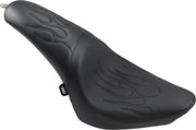 Drag Specialties Predator Seat - Flame Stitched - For Harley Davidson